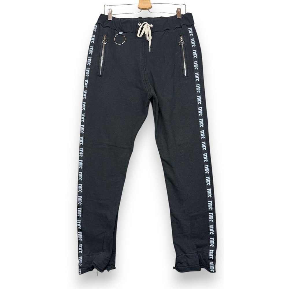 Mr. Completely Sweatpants Mens XL Black Logo Taping Zippered Streetwear Joggers